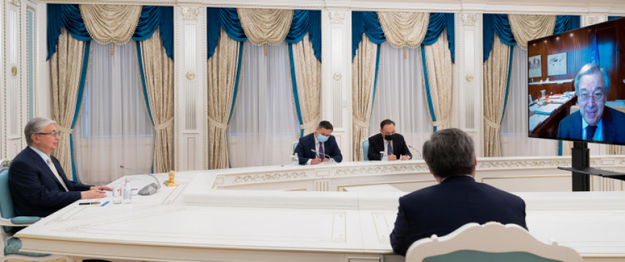 Президент РК провёл переговоры с Генеральным секретарём ООН